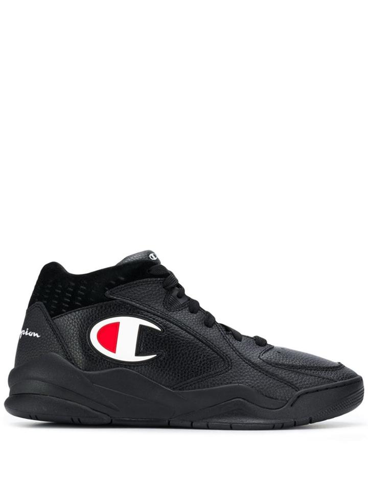 Champion Logo Mid-top Sneakers - Black