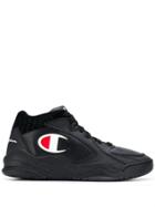 Champion Logo Mid-top Sneakers - Black