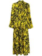 Nº21 Animal Print Flared Dress - Yellow