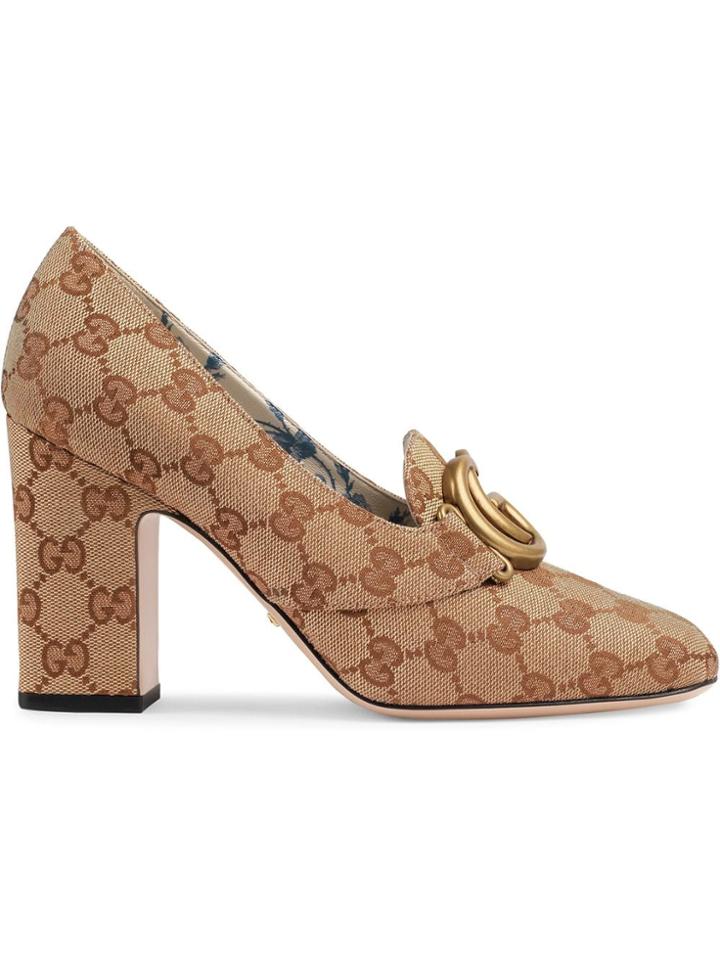 Gucci Gg Mid-heel Pump With Double G - Neutrals