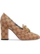 Gucci Gg Mid-heel Pump With Double G - Neutrals
