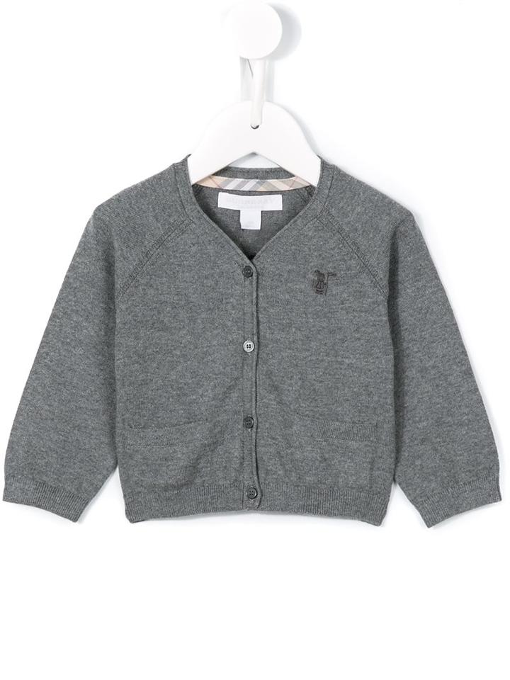 Burberry Kids - V-neck Cardigan - Kids - Cotton - 9 Mth, Grey