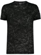 Versace Sheer Lace Patterned T-shirt - Black