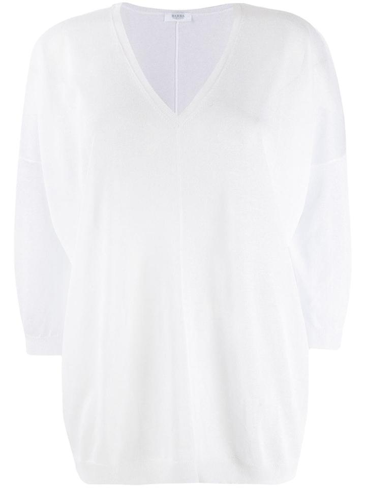 Barba Relaxed Knit Top - White