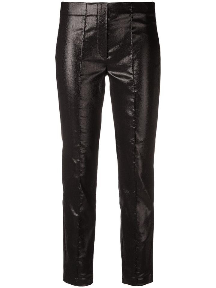 Luisa Cerano Cropped Metallized Skinny Trousers - Black