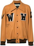 Off-white Patched Varsity Jacket, Men's, Size: Medium, Brown, Nylon/polyamide/viscose/virgin Wool