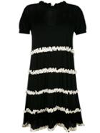 Twin-set Ruffled Detail Flared Dress, Women's, Size: Large, Black, Linen/flax/cotton/viscose