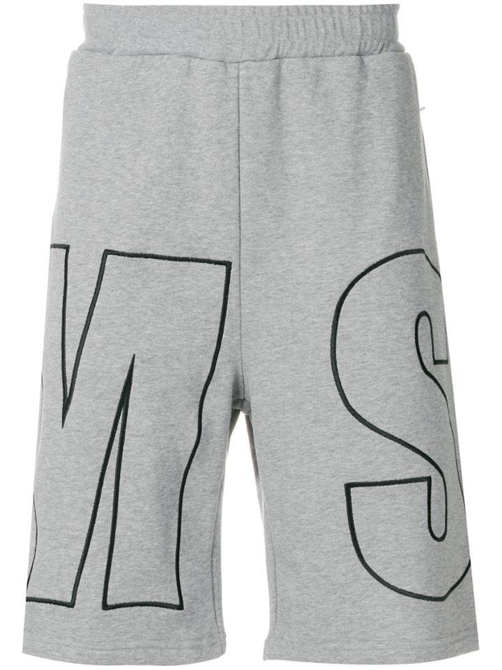 Msgm Logo Print Track Shorts - Grey