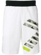 Ea7 Emporio Armani Camouflage Logo Print Track Shorts - White