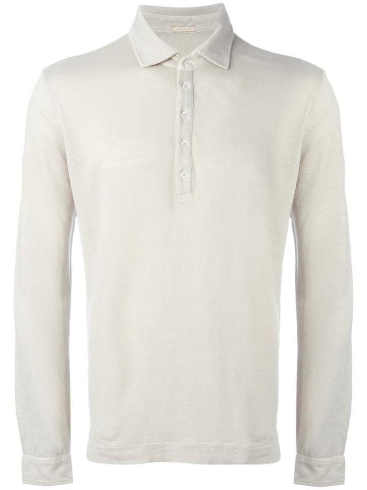 Massimo Alba Longsleeved Polo Shirt, Size: Medium, Nude/neutrals, Linen/flax
