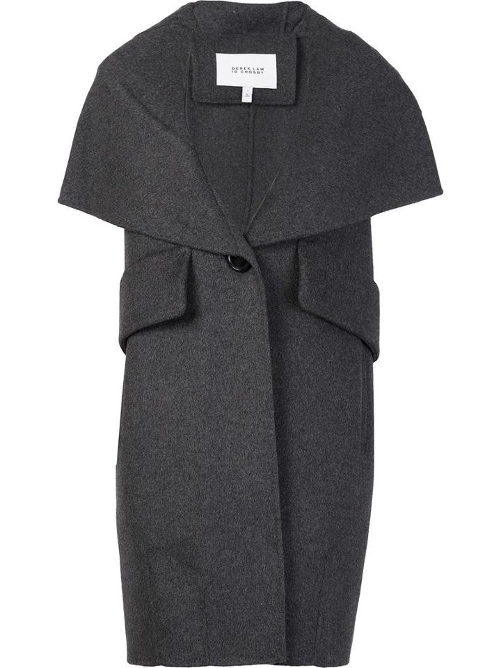 Derek Lam 10 Crosby Sleeveless Shawl Collar Coat, Women's, Size: 8, Grey, Acrylic/polyester/wool