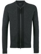 Diesel Black Gold - Ribbed Cardigan - Men - Polyamide/spandex/elastane/wool/artificial Leather - M, Grey, Polyamide/spandex/elastane/wool/artificial Leather