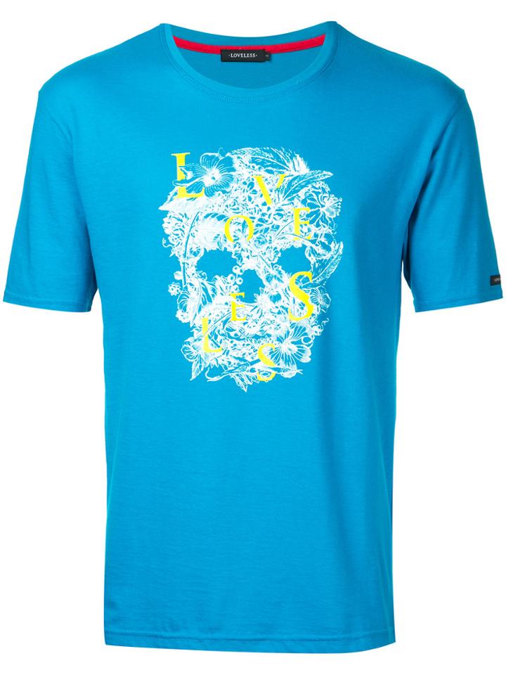 Loveless Floral Skull T-shirt - Blue