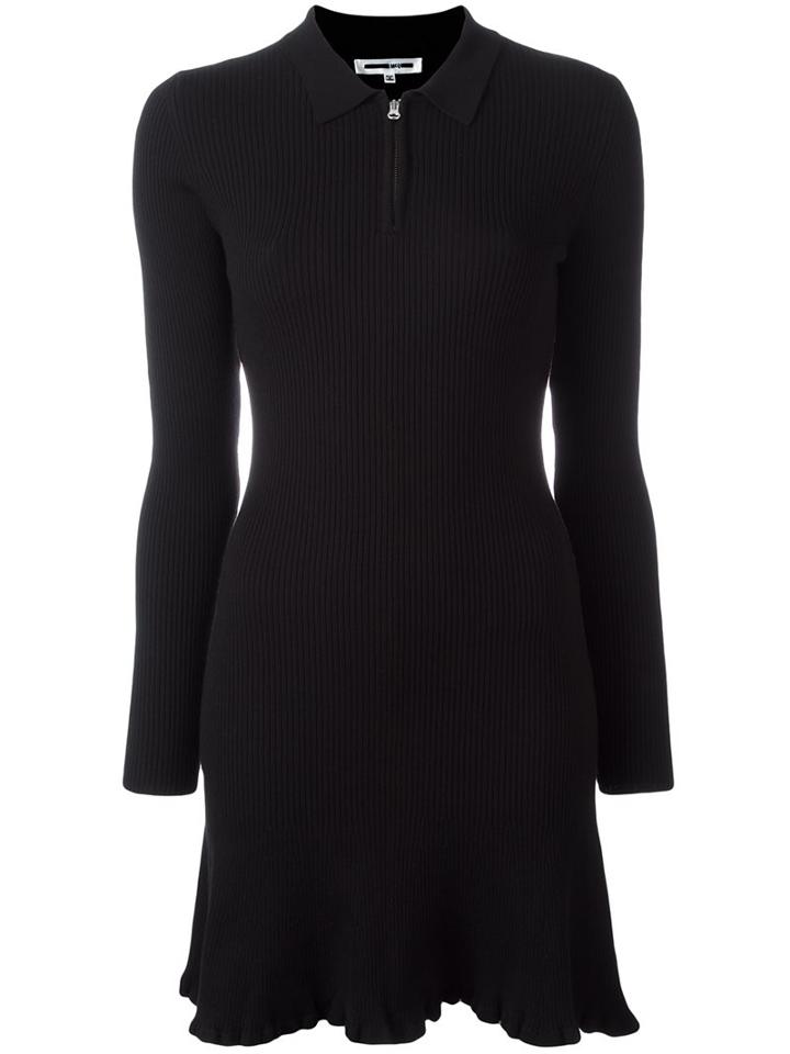 Mcq Alexander Mcqueen Ribbed Knit Dress, Women's, Size: Small, Black, Polyamide/spandex/elastane/wool