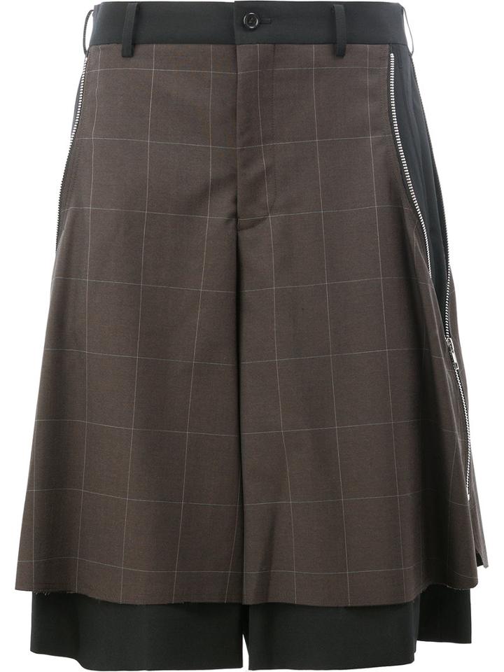 Comme Des Garçons Homme Plus Checked Wide-legged Shorts, Men's, Size: Medium, Grey, Wool