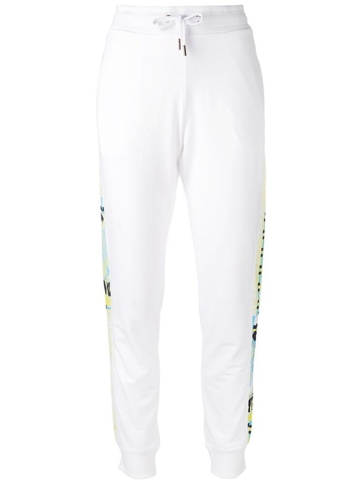 Versace Jeans Side Stripe Track Pants, Women's, Size: Xs, White, Cotton/spandex/elastane/polyester