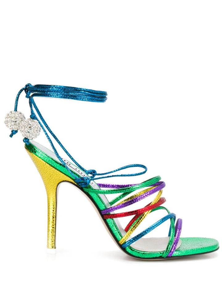 Attico Heeled Strappy Sandals - Metallic