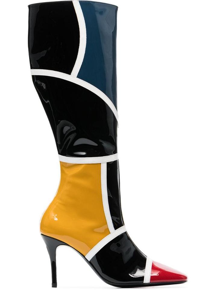 Dorateymur Leather Pointed 90 Knee High Boots - Black
