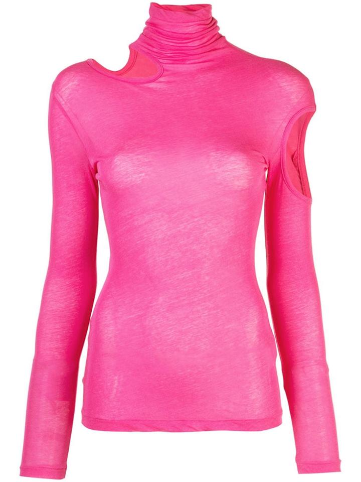 Yohji Yamamoto Sheer High Neck Top - Pink