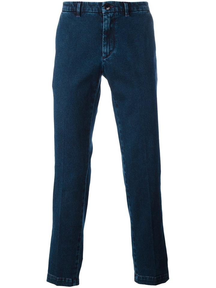 Etro Slim-fit Jeans, Men's, Size: 48, Blue, Cotton/spandex/elastane