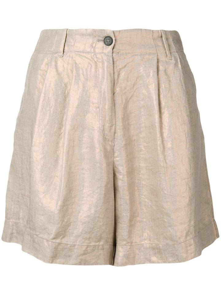 Forte Forte Metallic Linen Shorts - Nude & Neutrals