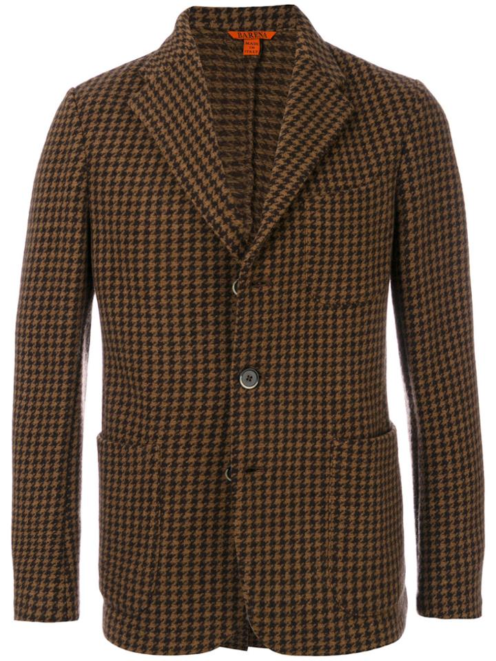 Barena Houndstooth Pattern Blazer - Brown