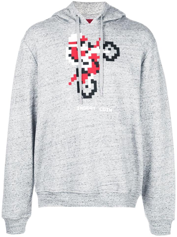 Mostly Heard Rarely Seen 8-bit Motorcycle Print Hoodie - Grey