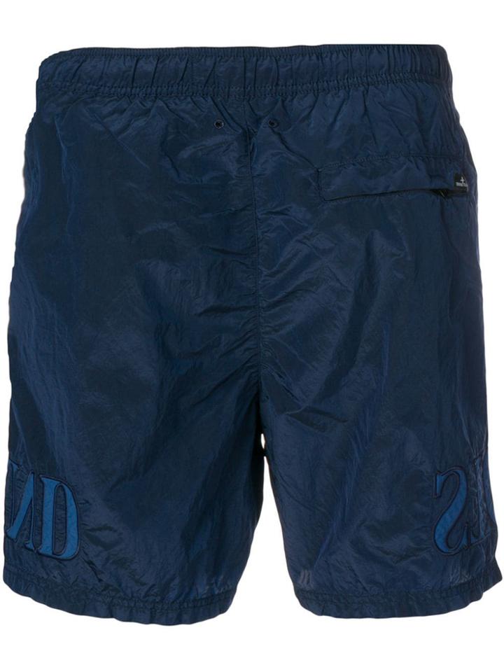 Stone Island Logo Embroidered Swim Shorts - Blue