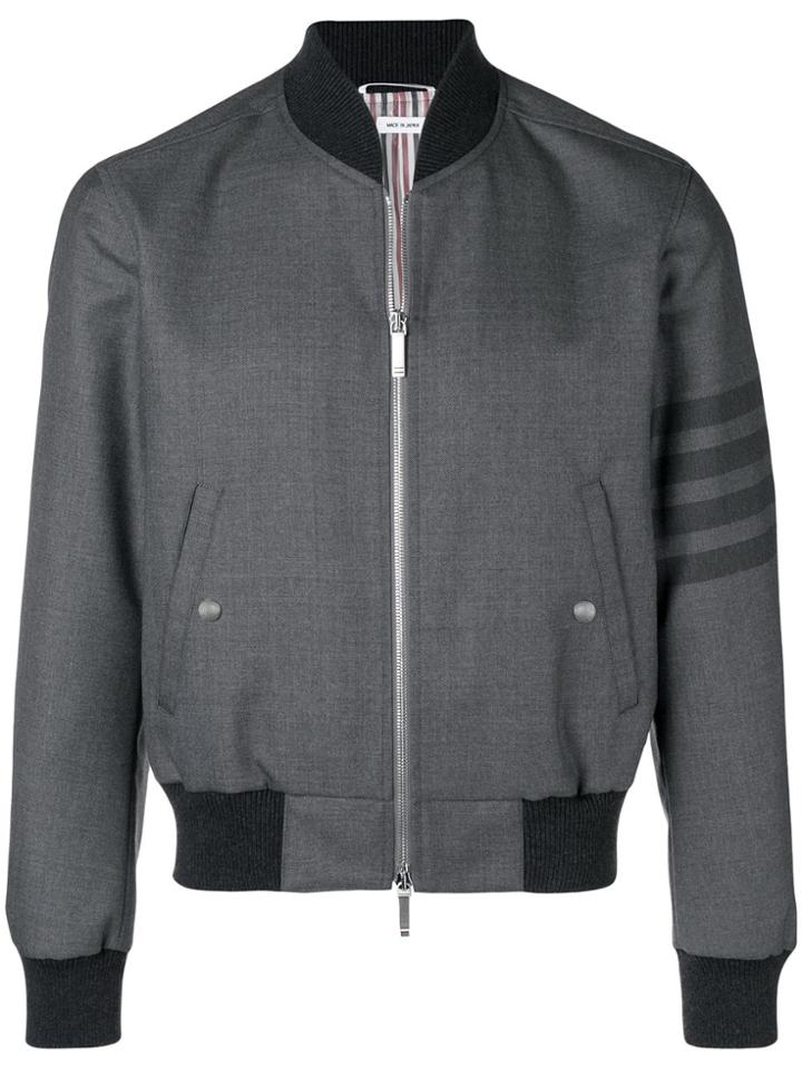Thom Browne 4-bar Ribbed Knit Blouson Jacket - Grey