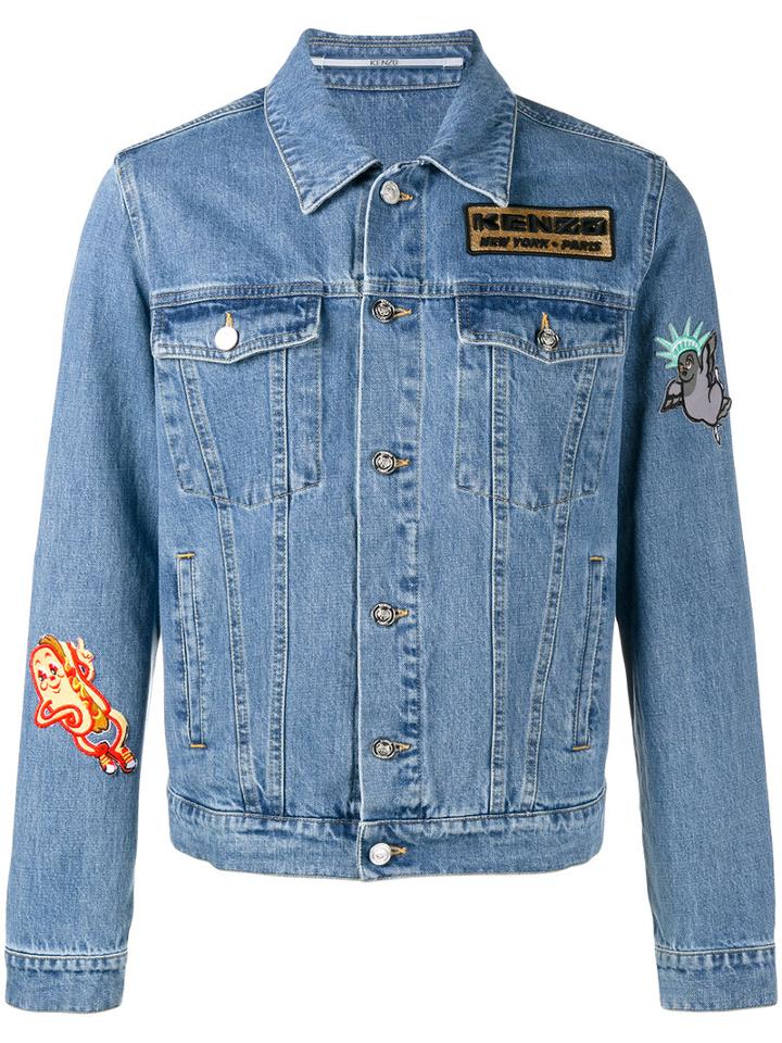 Kenzo - Embroidered Patch Denim Jacket - Men - Cotton - M, Blue, Cotton