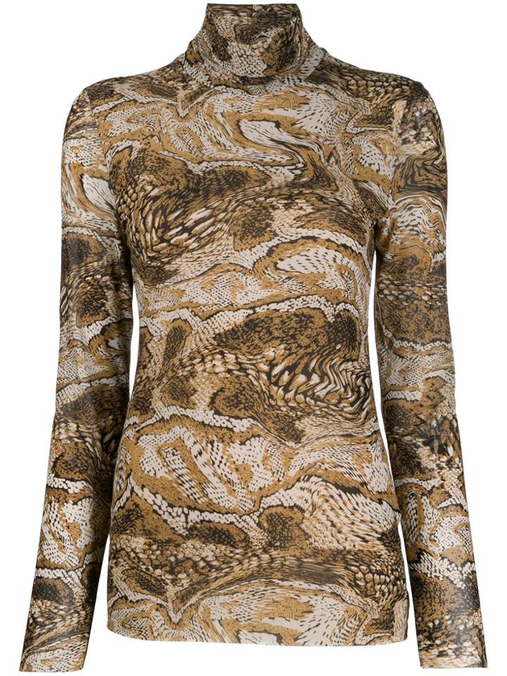 Ganni Graphic Print Polo Top - Neutrals