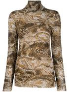 Ganni Graphic Print Polo Top - Neutrals