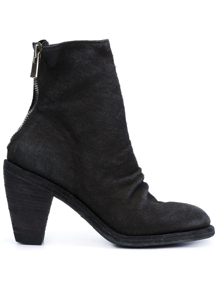 Guidi Zipped Ankle Boots, Women's, Size: 10, Black, Leather/canvas
