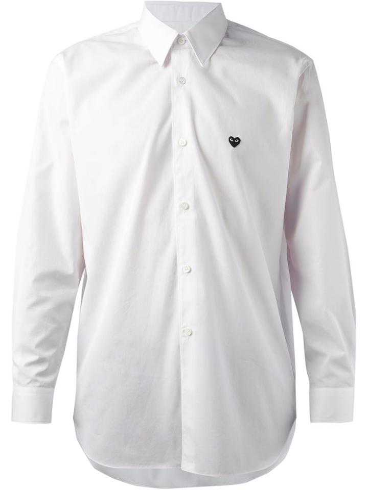 Comme Des Garçons Play Embroidered Heart Shirt, Men's, Size: Large, White, Cotton