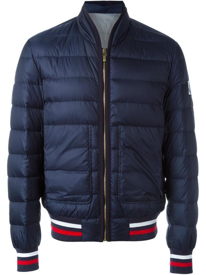 Moncler Gamme Bleu Padded Bomber Jacket, Men's, Size: 3, Blue, Polyamide/feather Down