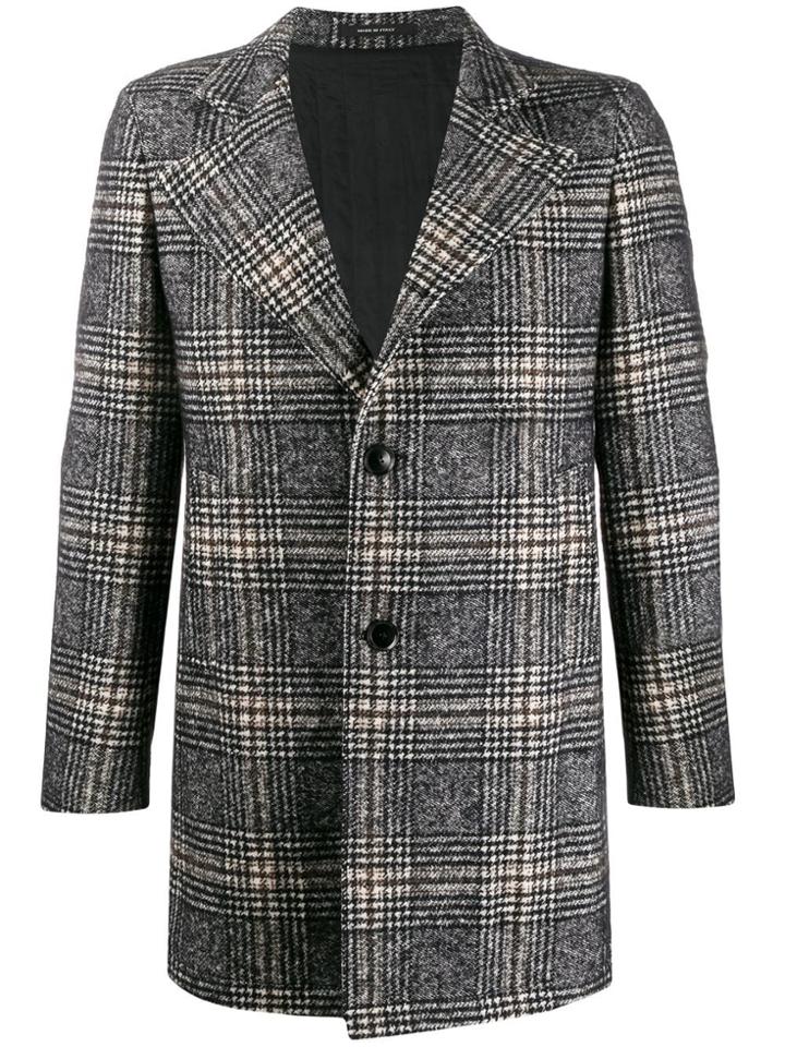 Tagliatore Check Single-breasted Coat - Black