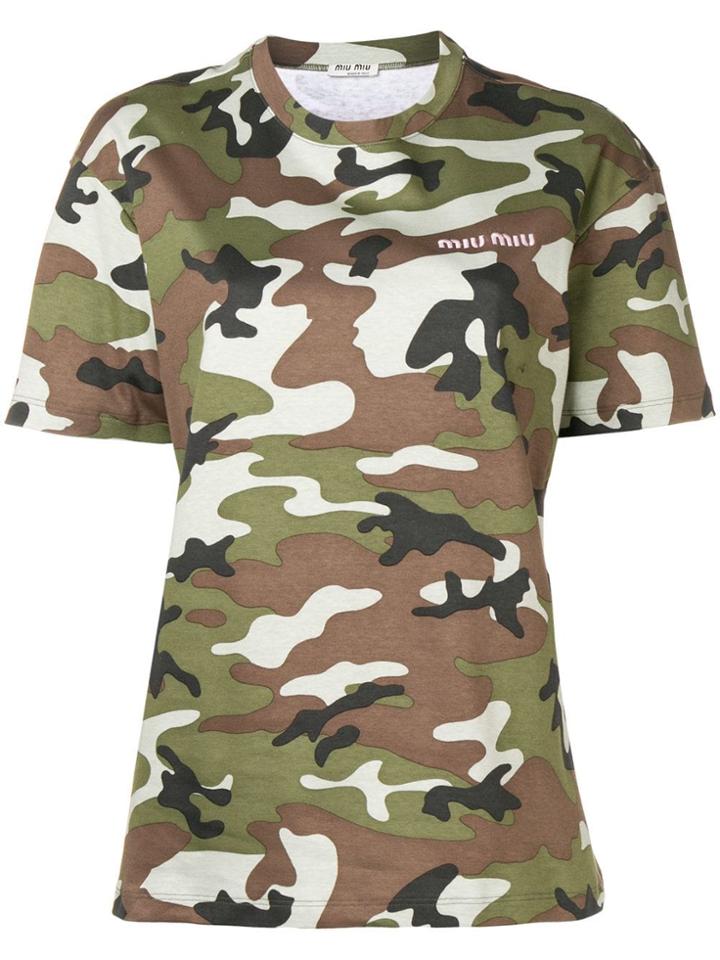 Miu Miu Camouflage Print T-shirt - Green