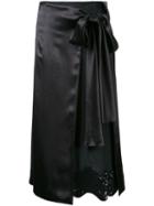 Toga Sequined Hem Wrap Skirt, Women's, Size: 36, Black, Rayon/acetate