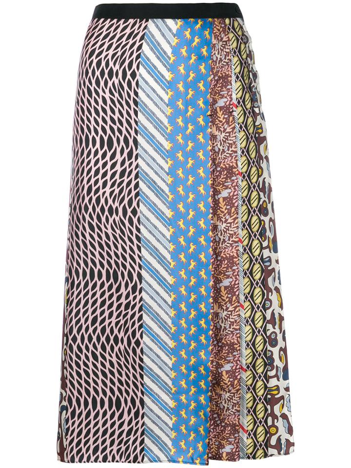 Carven Mixed-print Pleated Midi Skirt - Multicolour