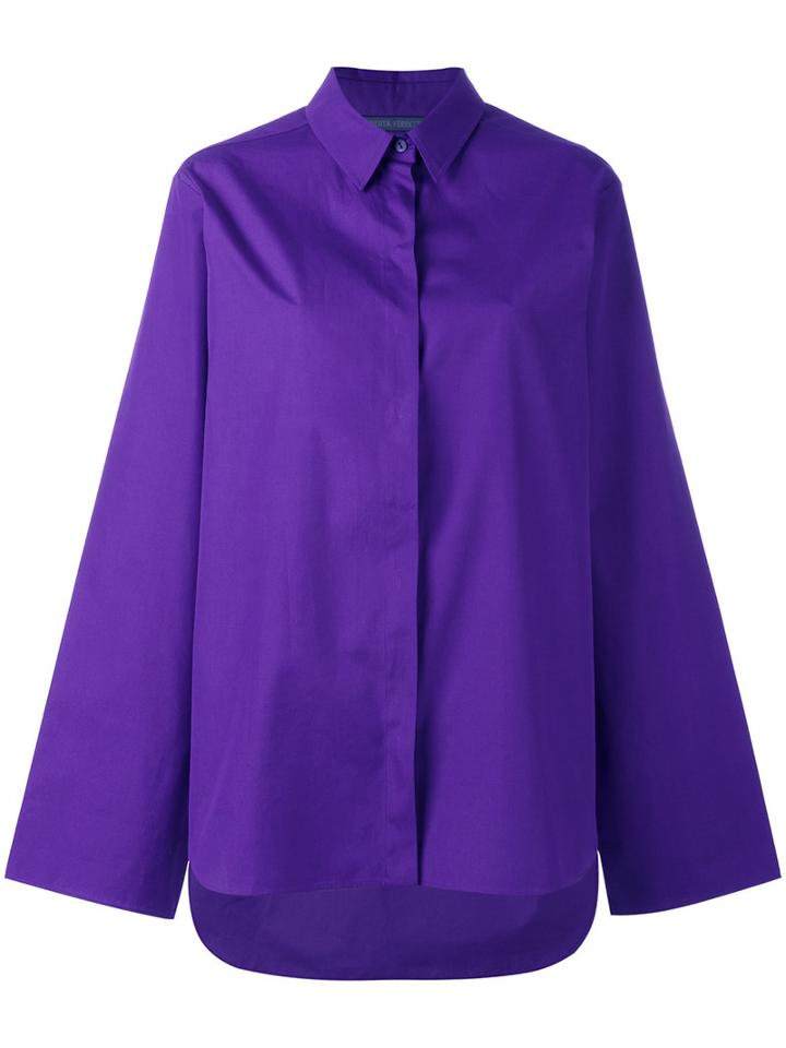 Alberta Ferretti - Concealed Fastening Shirt - Women - Cotton - 46, Pink/purple, Cotton