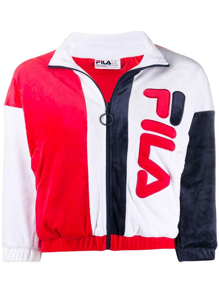 Fila Velvet Logo Zip-up Sweatshirt - Red