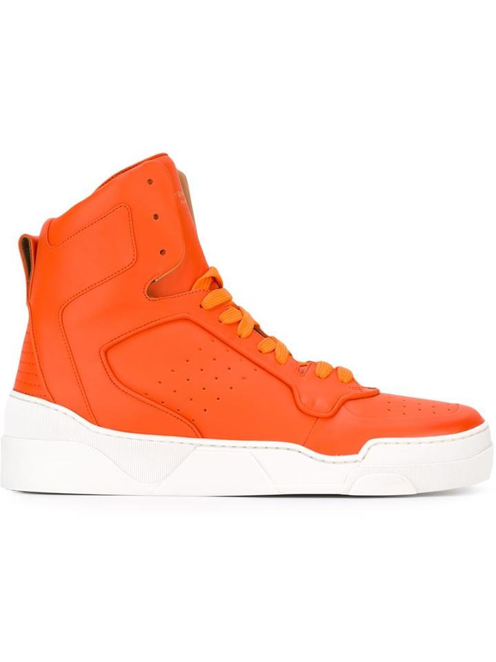 Givenchy Tyson Hi-top Sneakers, Men's, Size: 40, Yellow/orange, Calf Leather/leather/rubber