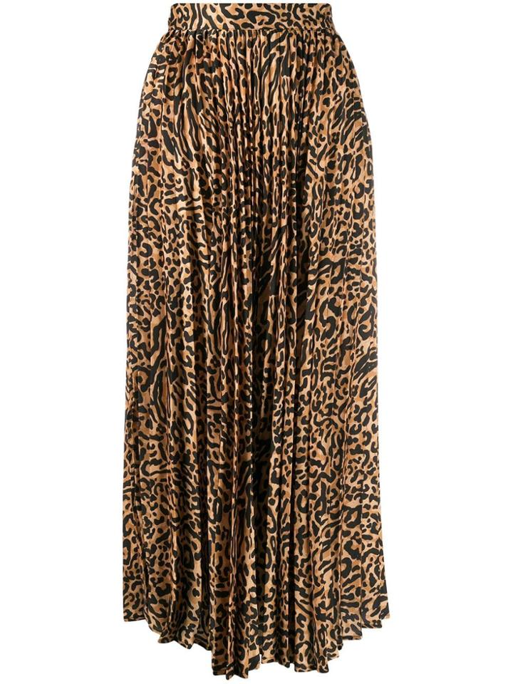 Andamane Leopard Print Pleated Skirt - Yellow