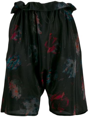 Anntian Brush Print Shorts - Black