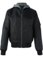 R13 Zipped Detail Hooded Jacket, Men's, Size: Small, Black, Cotton/acrylic/nylon/wool
