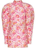 Rotate Floral Print Puff-sleeve Mini Dress - Pink