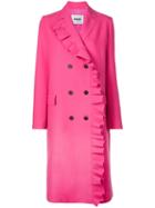 Msgm Ruffled Double-breasted Coat - Pink