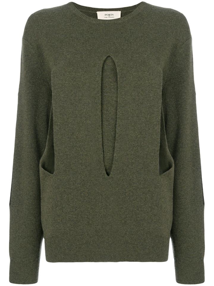 Ports 1961 Cut Out Detail Sweater - Green