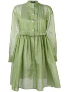 Jil Sander Navy Pleated Bib Shirt Dress - Green
