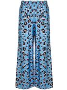 Escada Leopard Print Cropped Trousers - Blue